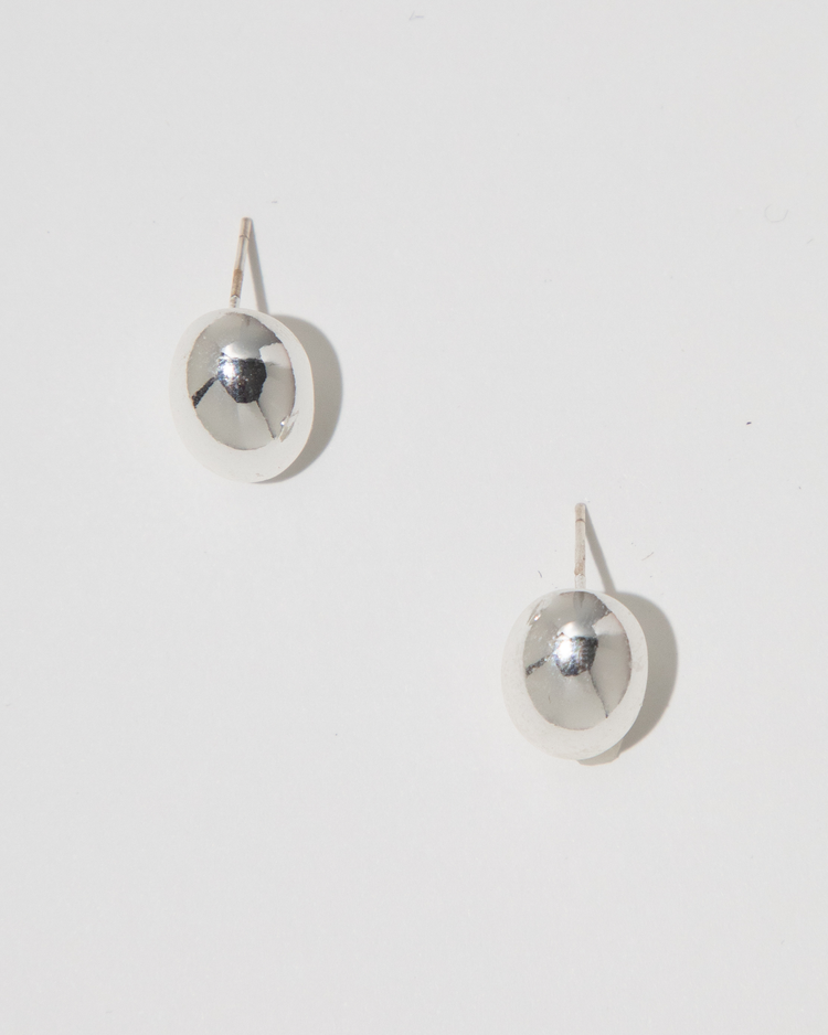Oval Stud Silver Earrings