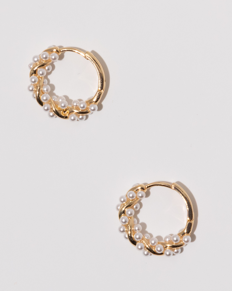 Twisted Pearl Hoop Earrings
