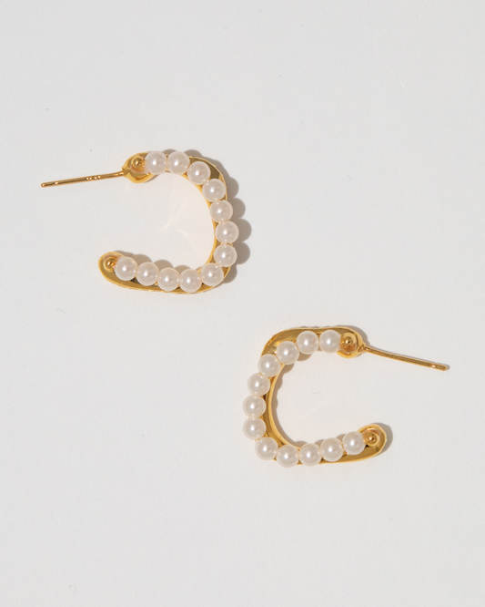 Crystal Pearl Hoops