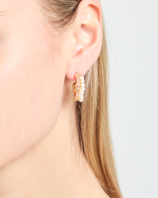 Crystal Pearl Hoops