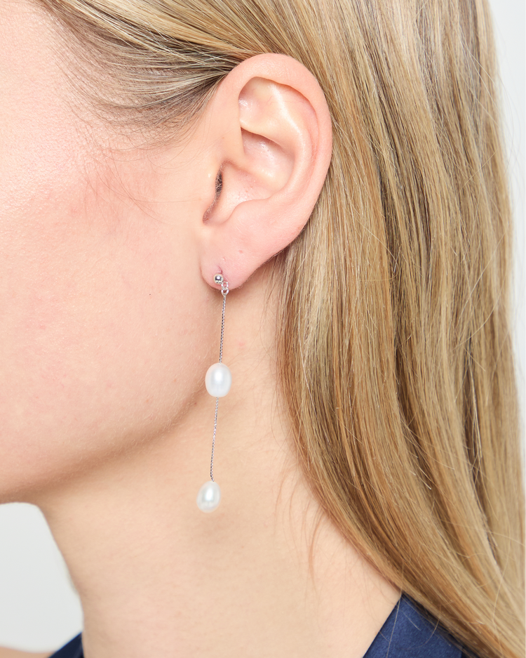 Floating Pearl Drop Earrings