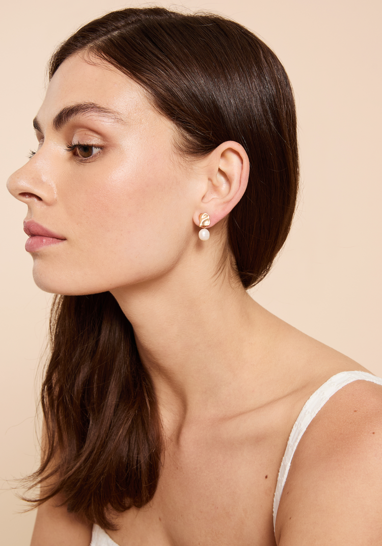 Asymmetrical Natural Pearl Earrings