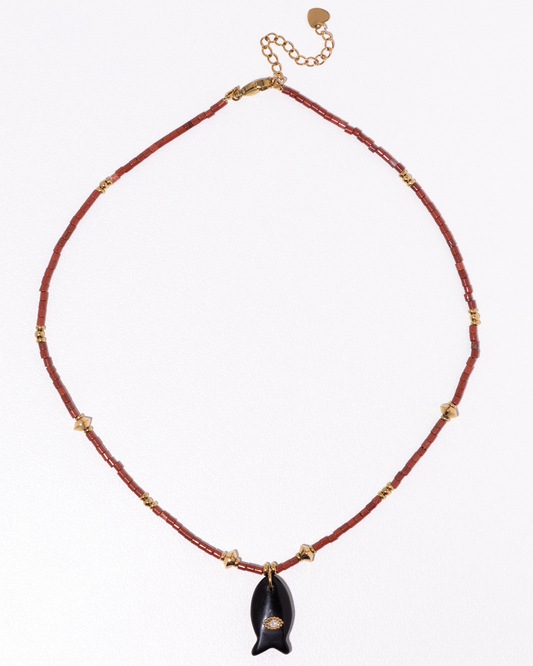Beaded Fish Pendant Necklace