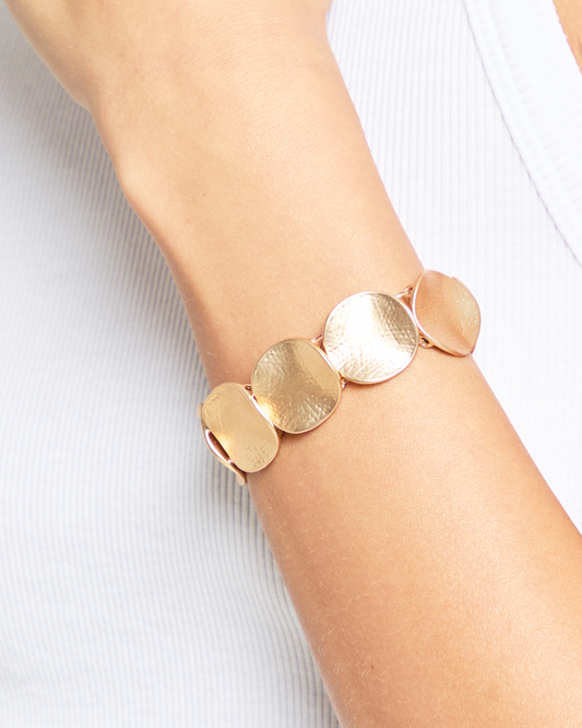 Textured Disk Linked Bracelet