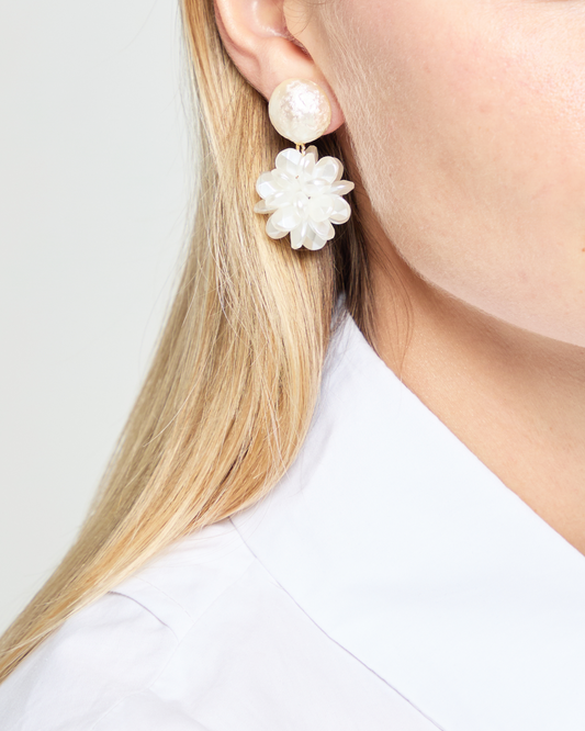 Pearl Flower Drop Earrings