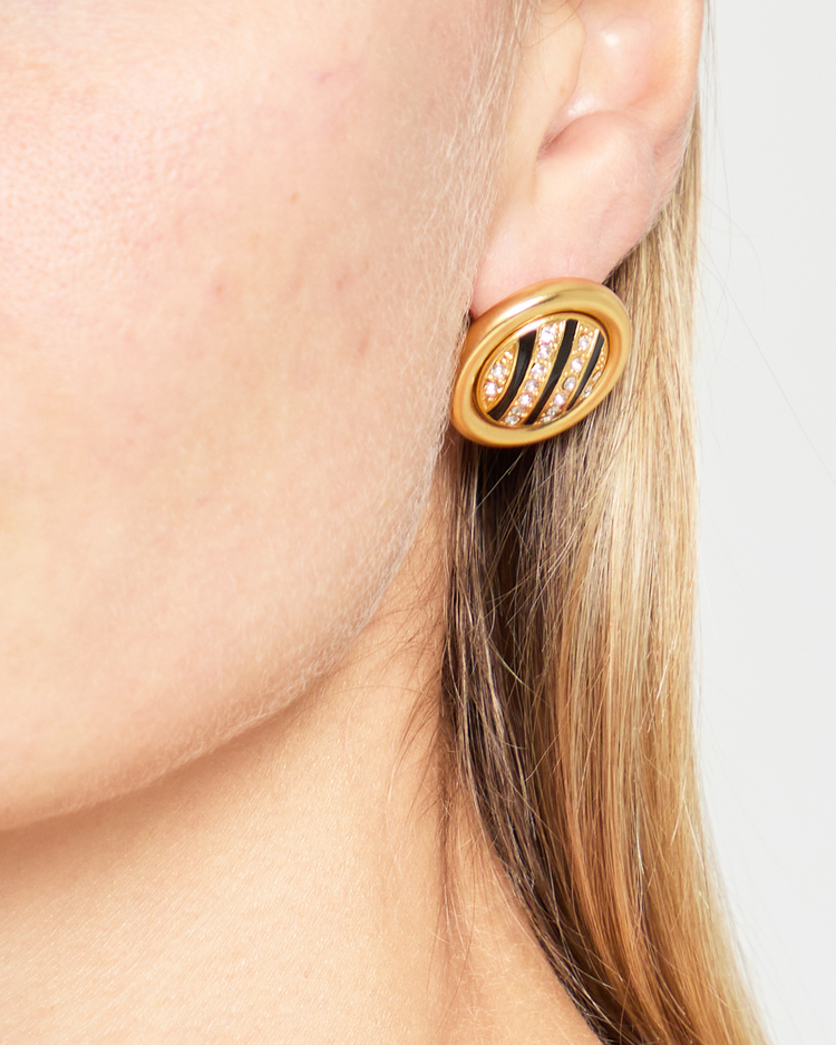 Crystal Enamel Zebra Stud Earrings