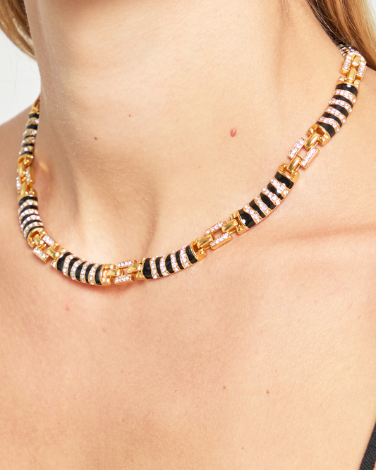 Crystal Enamel Zebra Necklace