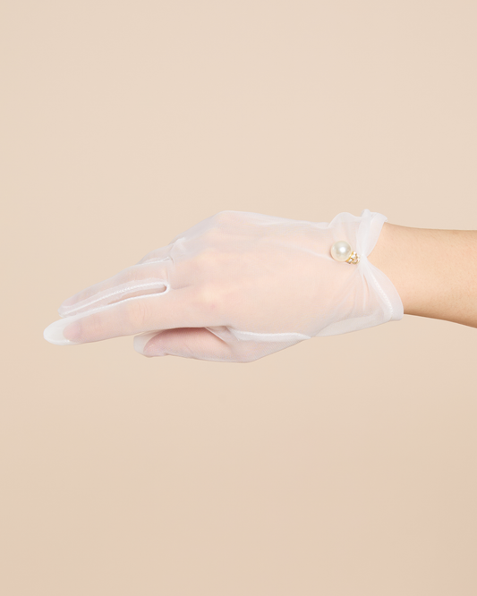 Pearl Accent Short Bridal Gloves