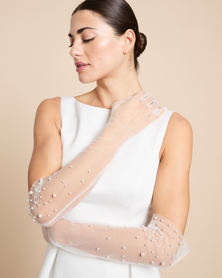 Pearl Long Bridal Gloves