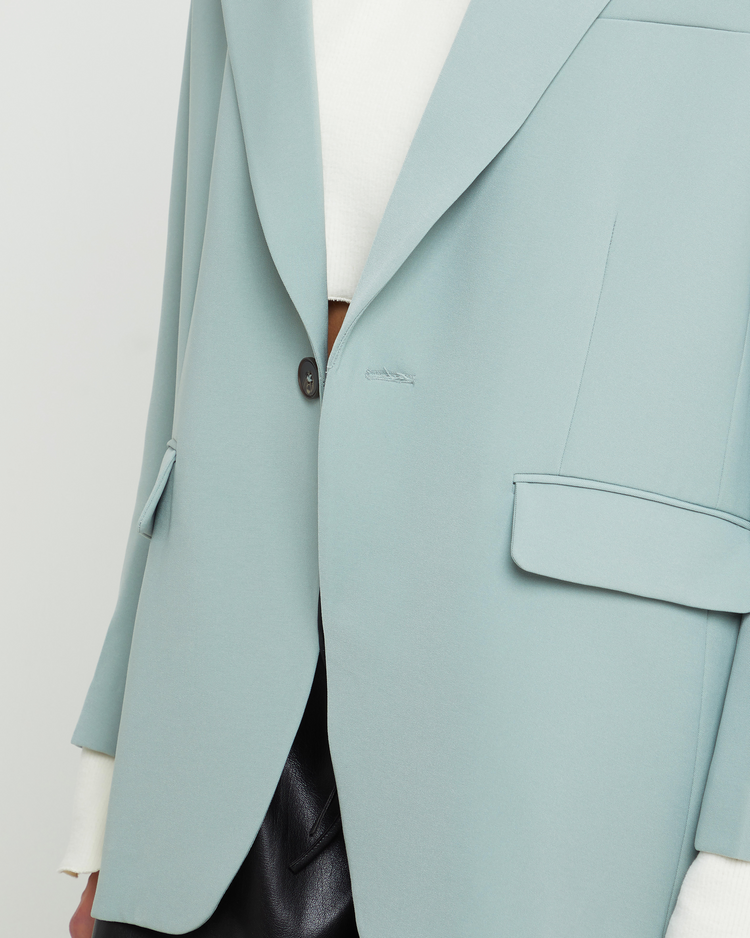 Sixth image of Larsen Oversized Blazer, a green blazer, front button, jacket, long sleeve