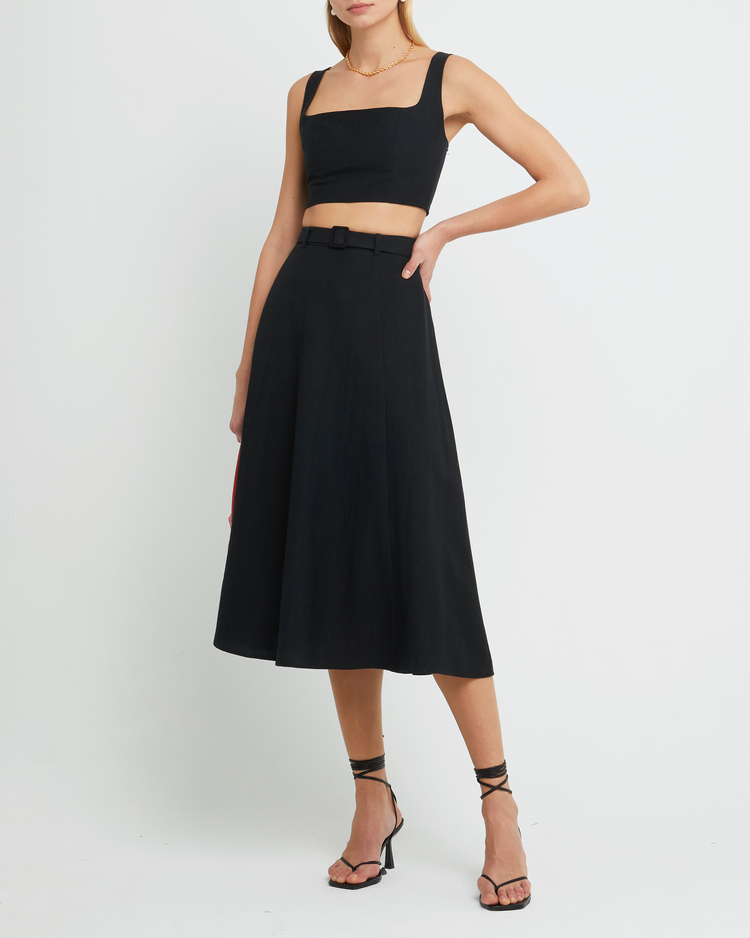 Fourth image of Samara Set, a black top and maxi skirt, tank, seperates, square neckline