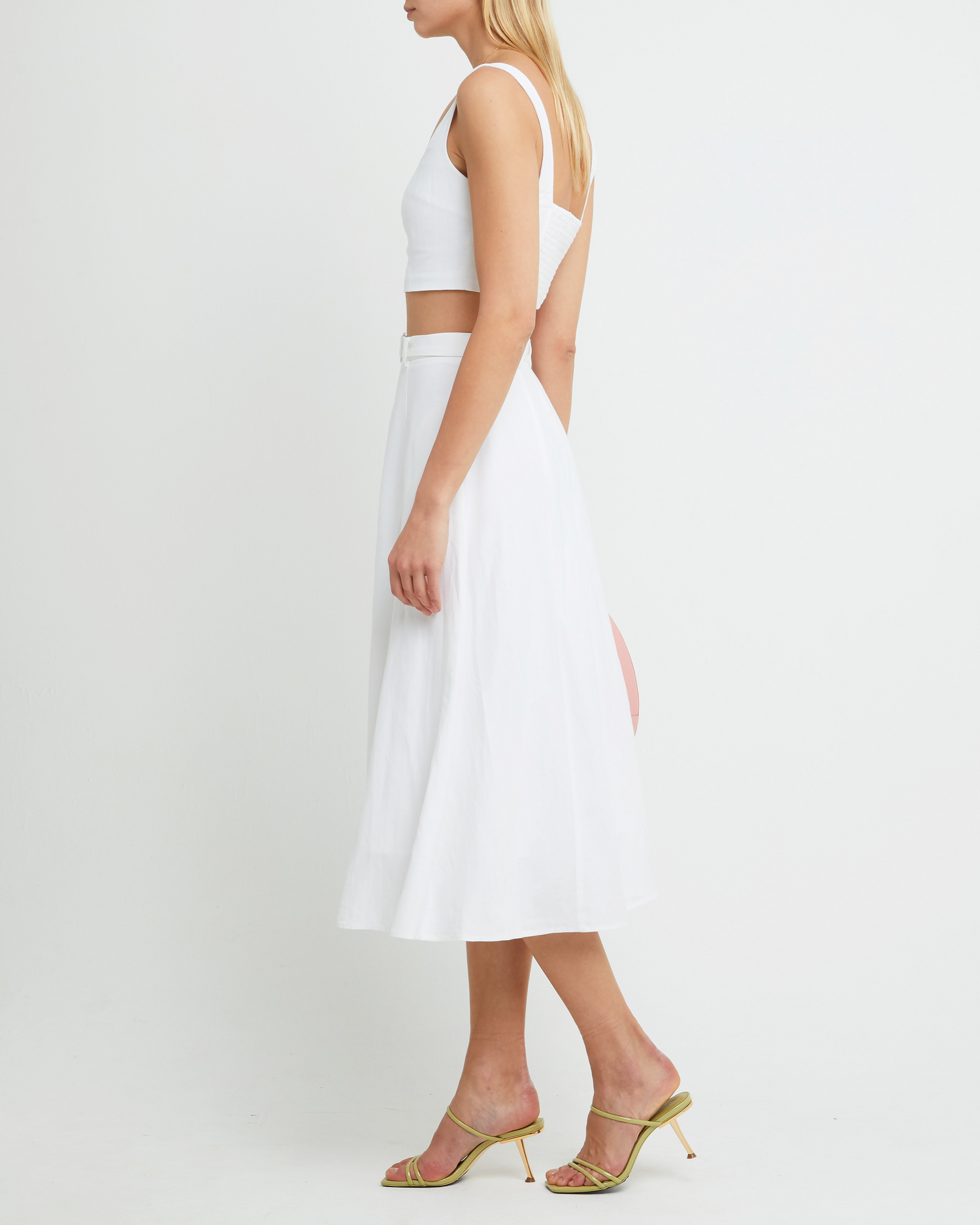 Third image of Samara Set, a white top and maxi skirt, tank, seperates, square neckline