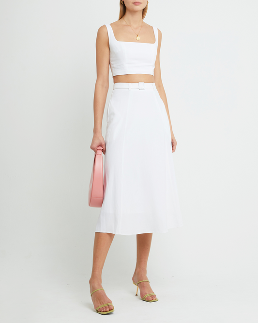 First image of Samara Set, a white top and maxi skirt, tank, seperates, square neckline