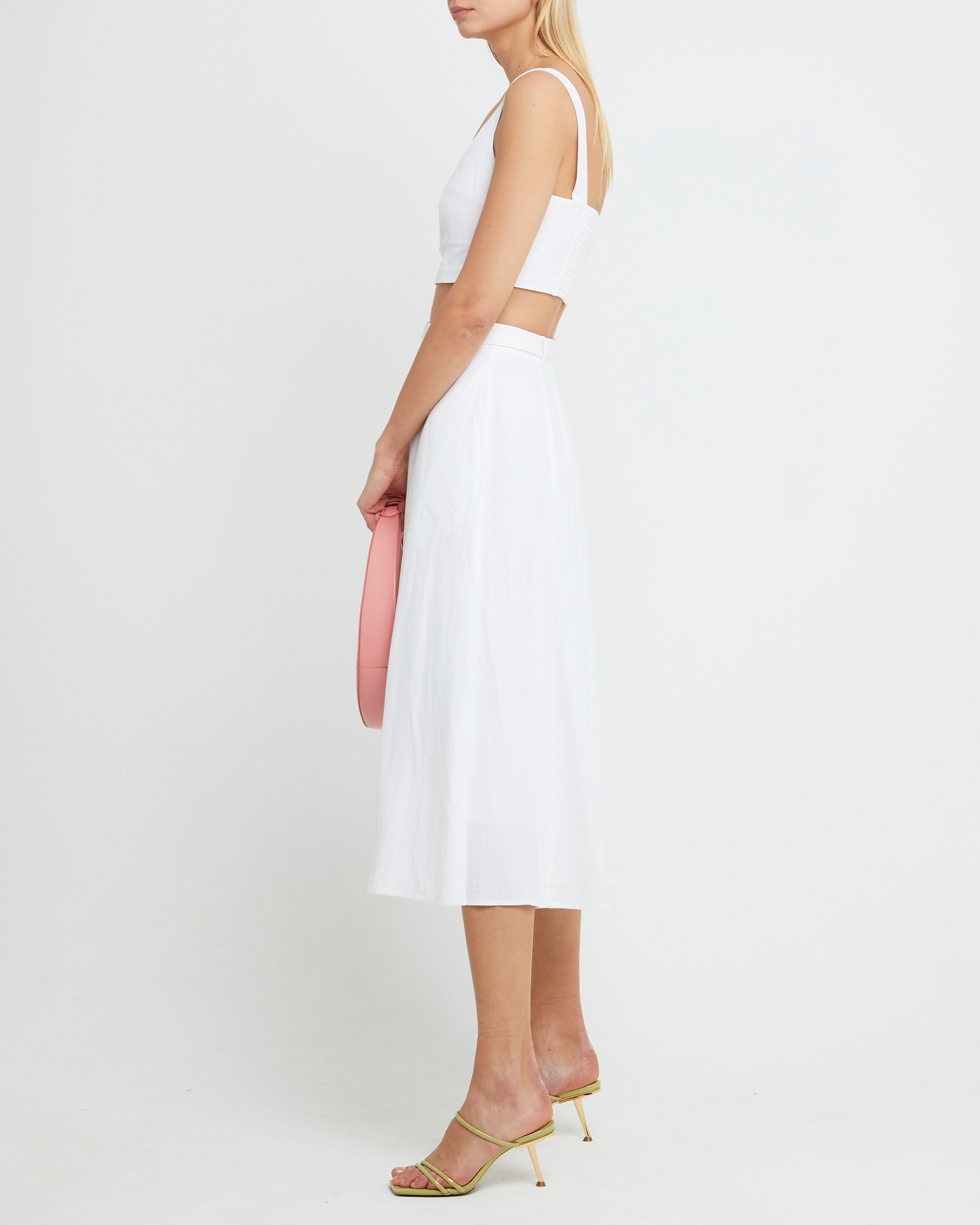Fifth image of Samara Set, a white top and maxi skirt, tank, seperates, square neckline